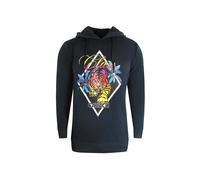 Cavalli Class Mens Diamond Tiger Design Black Hoodie Cotton - Size Medium