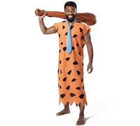 Men's Caveman Fred Costume with Caveman Tunic & Tie and Cave Bat - Funny Family Matching Halloween Party Costume -M