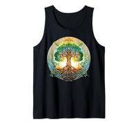 Mens Celtic Tree of Life Symbol with Green Knotwork Design Tank Top