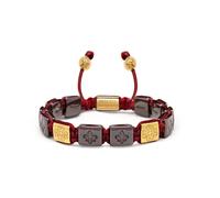 Men's Ceramic Flatbead Bracelet in Dark Red and Gold- male- Nialaya- Bracelets- Yellow- M- Accessories M