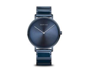 Men's Ceramic Watch 39 mm Sapphire Glass 5 ATM High-Tech Ceramic Slim Design Bracelet Stainless Steel Band with Ceramic Elements 18539-797 - male - BERING - Watches - Blue - ONE SIZE - Accessories ONE
