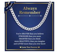 Mens Chain Necklace Gifts for Men Boys - 6mm Silver Plated Solid Cuban Chain, Inspirational Gifts for Boy, Mens Jewellery Presents for Christmas Birthday Graduaion, Gifts for Son Grandson Brother