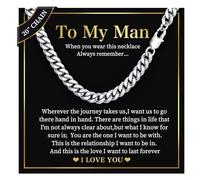 Mens Chain Necklace s for Men - 8mm Cuban Chain Necklace I Love You for Him, Men's Jewellery Present for Man Husband Boyfriend Dad Birthday Valentines Day Promise, Mens s Father's Day