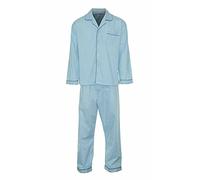Men's Champion Plain Cotton Traditional Long Pyjama Set Blue, Navy UK Size S-5XL (Blue, 4XL)