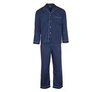 Men's Champion Plain Cotton Traditional Long Pyjama Set Blue, Navy UK Size S-5XL (Navy, L)