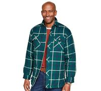 Men's Champion Quilted Check Padded Overshirt with Button Front - Warm Lined Winter Shirt Green
