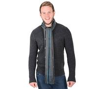 Mens Charcoal Alberta Classic Knitted Stripe Design Neck Scarf Gents Winter