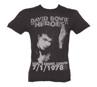 Mens Charcoal David Bowie Heroes London 1978 T Shirt from Amplified