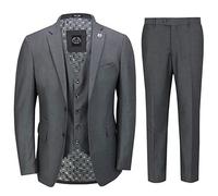 Mens Charcoal Grey 3 Piece Business Suit Smart Casual Classic Tailored Fit Office Work Formal[SUIT-JROSS-CHARCOAL-44,UK/US 44 EU 54,Trouser 38"]
