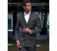Men's Charcoal Grey Wool Blend Tailored Double Breasted Suit Jacket - Size: 44" x Short - Savile Row Company