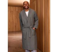 THE SAVILE ROW COMPANY LONDON Men's Lightweight Soft Cotton Waffle Kimono Bathrobe Dressing Gown - Charcoal Grey - Medium