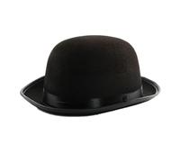 Mens Charlin Chaplin Satin Ribbon Black Bowler Hat Unisex Velour Bowler Hat Halloween Party Fancy Satin Band Accessory