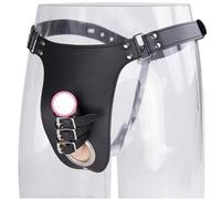 Men's Chastity Belt with Chastity Lock Penis Cage Male Chastity Pants Leather Chastity Belt Harness for Men Gay SM BDSM Fetish Sexy Male Thongs Sexy Bondage Lingerie Adult Sex Toy