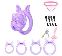 Men's Chastity Lock Lightweight Chastity Cage Devices SM Inverted Cock Cage Penis Exercise Sex Toys Invisible Use with 4 Silicone Cock Rings for Male(ZZ,S)