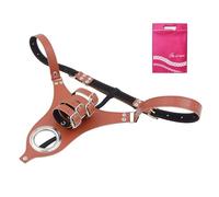 Men's Chastity Pants Belt Chastity Cage Lock PU Leather Male Thongs Underpants Chastity Devices Bondage SM Fetish Sex Toy for Gay Couple Brown