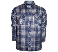 Mens Check Brushed Flannel Lumber Jack Casual Cotton Work Shirt Sleeve S-XXL[Navy Blue,XXL]