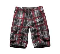 Mens Check Cargo Shorts Men'S Lounge Shorts Button Fastening Half Pants With Multi Pockets Bottoms Regular Fit Casual Trunks Straight Legs Overalls Plaid Combat Bottoms For Outdoor Walking