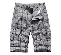 Mens Check Cargo Shorts with Pockets,Mens Plaid Shorts Baggy | College Style Chino Shorts With Multi Pocket Workwear Regular Fit Pants Comfy Hiking Overalls For Outdoor Summer Smart Pants