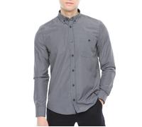 Xact Men's Gingham Check Shirt with Button-Down Collar - Long Sleeved (Grey/Navy) L