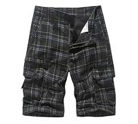 Mens Checked Cargo Shorts Lounge Shorts Men Plaid College Wind Casual Half Pants Combat Walking Work-Wear With Multi Button Pockets Loose Fit Comfortable Short Trousers For Daily Outdoor