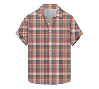 Men's Checked Shirt Flannel Shirt for Men Short Sleeve Casual Shirts Summer Tops Tartan Button Down Shirts Regular Fit Dress Holiday Tops Beach Plaid
