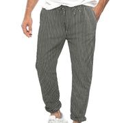 Men's Chef Trousers Smart Casual Baggy Striped Printed Professional Work Pants with Elastic Waist Classic Fit Drawstring Chef Pants for Restaurant, Kitchen & Hotel Uniforms with Pockets Dark Gray