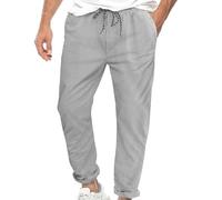 Men's Chef Trousers Smart Casual Baggy Striped Printed Professional Work Pants with Elastic Waist Classic Fit Drawstring Chef Pants for Restaurant, Kitchen & Hotel Uniforms with Pockets Grey