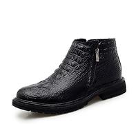 Mens Chelsea Boot Double Side Zip Crocodile Print Cowhide Leather Slip On Anti-slip Waterproof Wearable Non Casual Fashion Slip On(Black,5.5 UK)