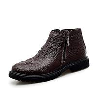 Mens Chelsea Boot Double Side Zip Crocodile Print Cowhide Leather Slip On Anti-slip Waterproof Wearable Non Casual Fashion Slip On(Red,6.5 UK)