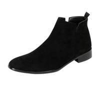 Mens Chelsea Boots Suede Look Pull On Ankle Boots Almond Toe Low Heel Smart Casual Footwear Lightweight Everyday Shoes For Office Jeans Chinos Travel Autumn Winter Black Tan Grey Beige