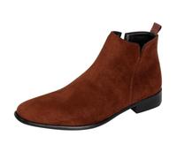 Mens Chelsea Boots Suede Look Pull On Ankle Boots Almond Toe Low Heel Smart Casual Footwear Lightweight Everyday Shoes For Office Jeans Chinos Travel Autumn Winter Black Tan Grey Beige