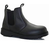 Men's Chelsea Safety Boot Oil Resistant Leather Shoes Lightweight Dealer Steel Toe Cap Indestructible Construction Work Boots (Black WF17, UK Footwear Size System, Adult, Men, Numeric, Medium, 8)