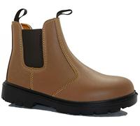 Men's Chelsea Safety Boot Oil Resistant Leather Shoes Lightweight Dealer Steel Toe Cap Indestructible Construction Work Boots (Honey WF16, UK Footwear Size System, Adult, Men, Numeric, Medium, 13)