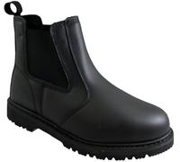 Mens Chelsea Safety Boots Steel Toe Cap Leather Pull On Work Shoes Working Ankle Lightweight & Breathable Footwear (Black, UK Footwear Size System, Adult, Men, Numeric, Medium, 11)