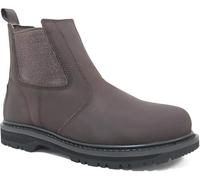 Mens Chelsea Safety Boots Steel Toe Cap Leather Pull On Work Shoes Working Ankle Lightweight & Breathable Footwear (Brown, UK Footwear Size System, Adult, Men, Numeric, Medium, 6)