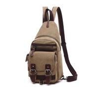 Men's Chest Bag Canvas Outdoor Sports Leisure Commuter Crossbody Bag for Travel Hiking Work(Colour 1)