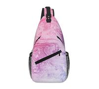 Men'S Chest Bag, Colorful Marble Pink Blue Purple, Lightweight Durable Sling Backpack For Daily Commute Travel Work School, Crossbody Messenger Bag, Adjustable Strap Unisex Chest Pack For Gym, Hiking