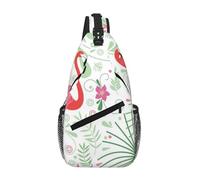 Men'S Chest Bag, Floral Flamingo Botany, Lightweight Durable Sling Backpack For Daily Commute, Travel, Work & School, Crossbody Messenger Bag, Adjustable Strap Unisex Chest Pack For Gym, Hiking