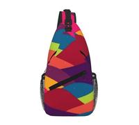Men'S Chest Bag, Waving Template Colorful Curves, Lightweight Durable Sling Backpack For Daily Commute Travel Work School, Crossbody Messenger Bag, Adjustable Strap Unisex Chest Pack For Gym, Hiking