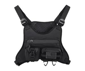 Men's Chest Pack, Outdoor Vest Bag, Lightweight Gear Carrier, 14.96 x 1.97 x 10.24 inches, Adjustable Strap Design, Zippered Phone Pouch, Ideal for Cycling Workout, Hiking Travel, Running Camping Gym