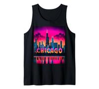 Mens Chicago City Beautiful Sunset Colorful Chi Illinois Skyline Tank Top