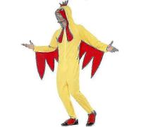 Men's Chicken Costume, Yellow Poultry Halloween Jumpsuit XL
