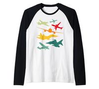 Mens Children's Cool Planes Pilot I Love Aircraft Aeroplane Raglan Baseball Tee