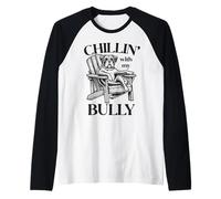 Mens Chillin' with My Bully Dog Summer Lounge Chair Raglan Baseball Tee