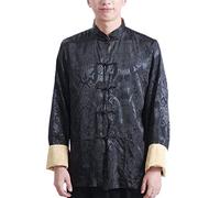Mens Chinese Clothing Tang Suit - Wing Chun Shaolin Tai Chi Traditional Costume Martial Arts Kung Fu Long Sleeve Both Sides Jacket Shirt Uniform