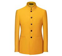 Men's Chinese Clothing Zhongshan Formal Clothing Designer Business Jacket Suit Jacket Regular Fit Coat Casual Suit Blazer Jackets Sport Coats Dress Suit for Men, yellow, XXL
