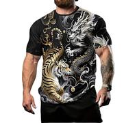 Men's Chinese Dragon 3D Printed T Shirt Retro 3D Graphic Fashion Street T-Shirts Short Sleeve Round Neck Sport Tops