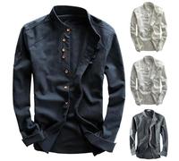 Mens Chinese Style Jackets Traditional Chinese Style Tang Suit Uniform Shirts For Men Martial Arts Jacket Tang Long Sleeve Jacket Vintage Casual Coats With Frog Closure Slim Fit Tai Chi Jackets