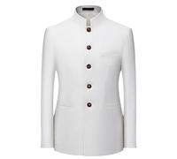 Men's Chinese Tunic Suits Mandarin Collar Formal Jacket Men's Solid Suit Slim Fit Blazer Male Zhongshan Suit Jacket