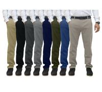 Mens Chino Pants Regular Fit Flat-Front Casual Stretch Relaxed Cotton Trouser